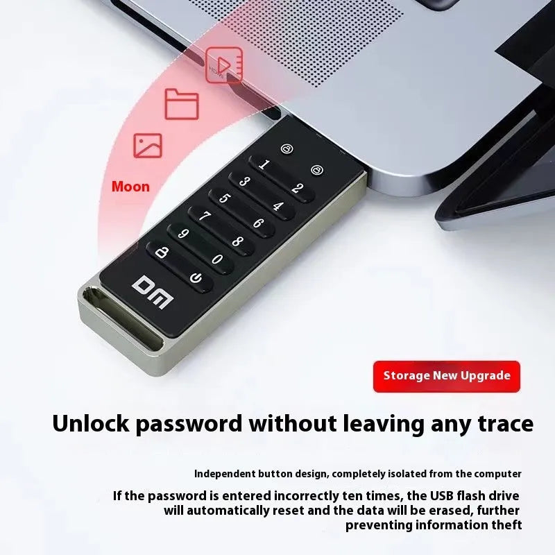 64GB fingerprint encryption USB flash drive with metal casing showing USB 3.0 connector