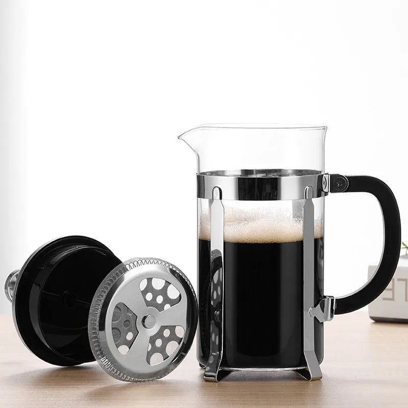 Stainless steel filter extraction tea infuser with fine mesh, 350ml capacity, rose gold finish, on a white background