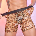 Men's leopard print boxer briefs underwear in free size nylon fabric
