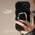 Black TPU metallic phone case with geometric dark bracket for Apple 13 Pro