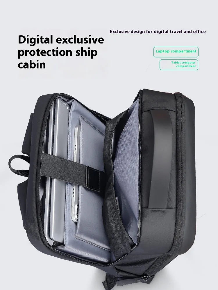 Graphite grey USB business backpack made from Oxford cloth with charging interface