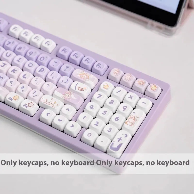 Gradient purple rabbit design PBT keycaps for mechanical keyboards with sublimation printing