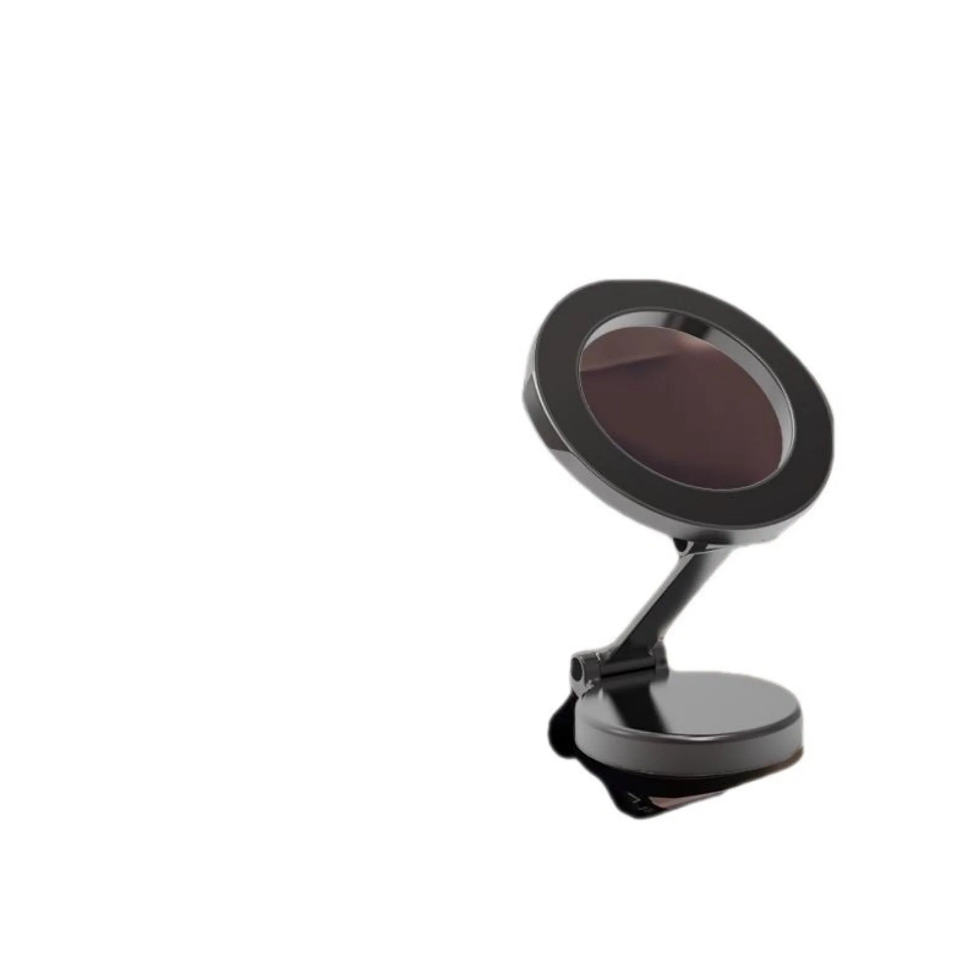 All-metal magnetic car phone mount with foldable design on vehicle dashboard