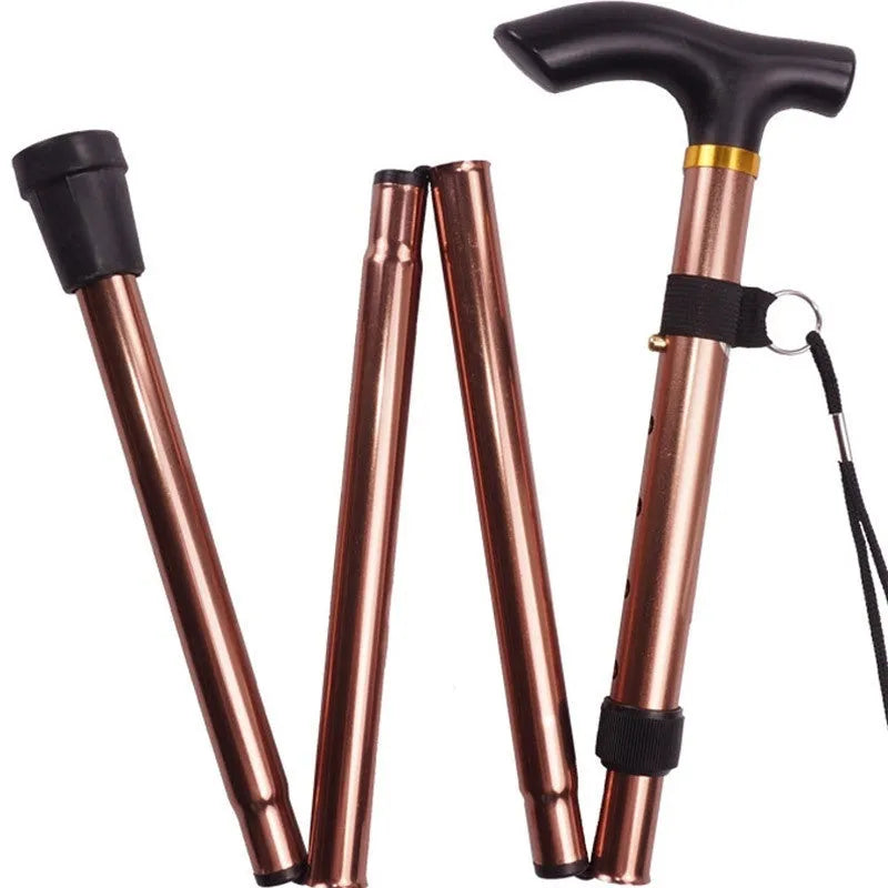 Aluminium alloy folding walking cane extended to show adjustable 85-95cm length