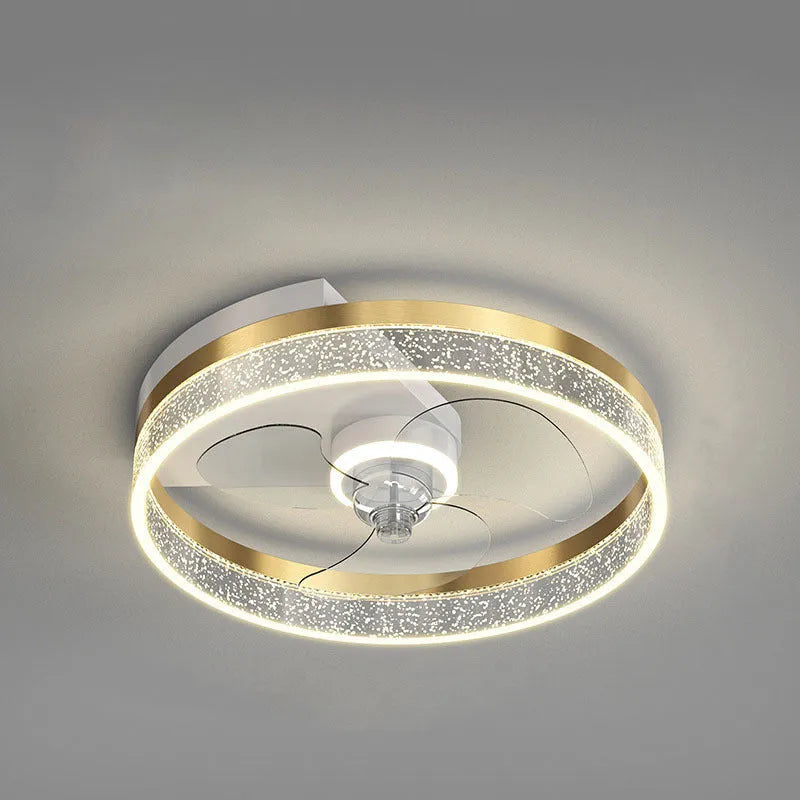 Nordic style white ceiling lamp with integrated fan and light for children's room