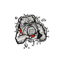 Grey dog pattern motorcycle decorative sticker measuring 17x17cm on a paper backing