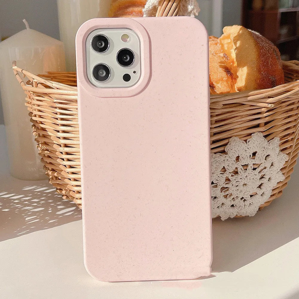 Fully degradable wheat straw fibre iPhone case in various colours for iPhone 14 Pro Max.