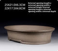 Handmade antique oval bonsai pot in purple sand pottery measuring 25x21x6.3cm