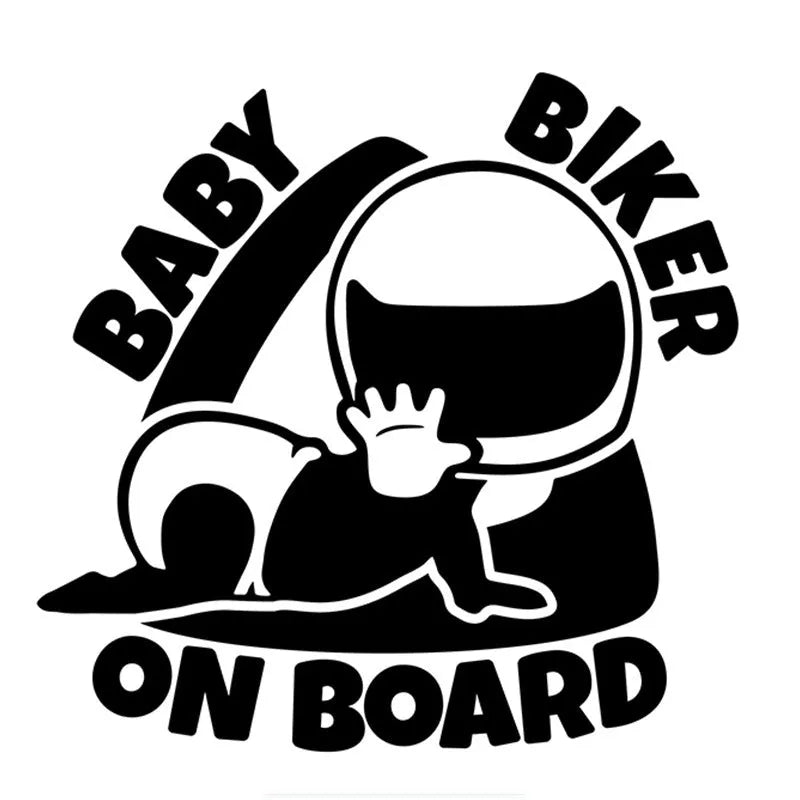 Reflective BABY ON BOARD car warning sticker measuring 14.5 by 15 centimetres