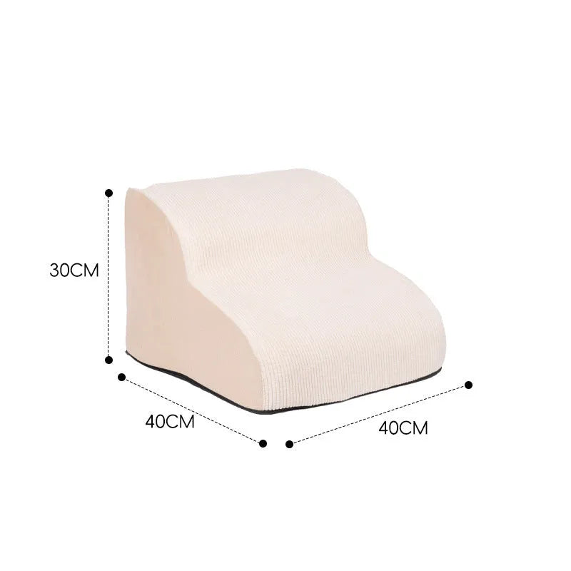 Wave pet stairs for small dogs in cloth fabric with multi-level slope options and colour choices including beige, gray, black, khaki, and tiger embroidery