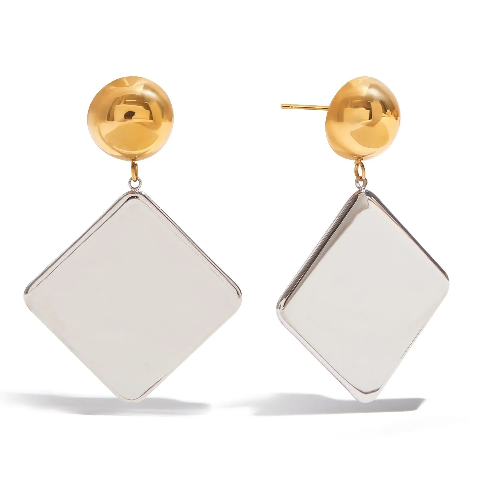 Colour matching geometric vintage stainless steel earrings for women with electroplating finish