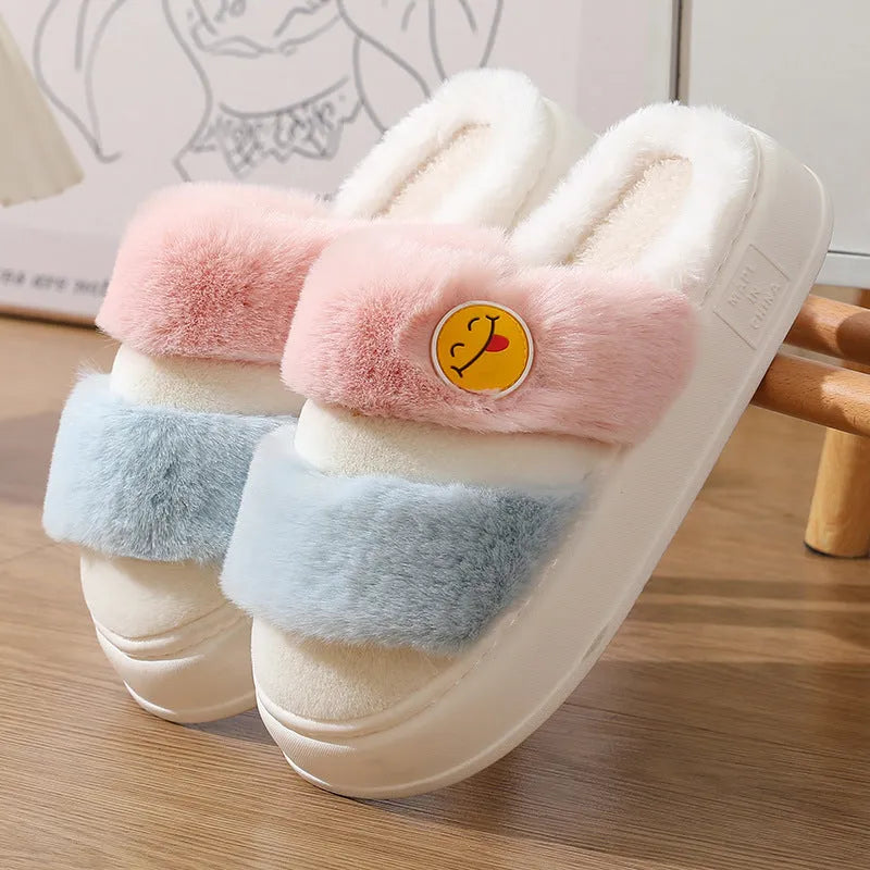 Thermal cotton slippers with cashmere lining and plush upper in multiple colour options