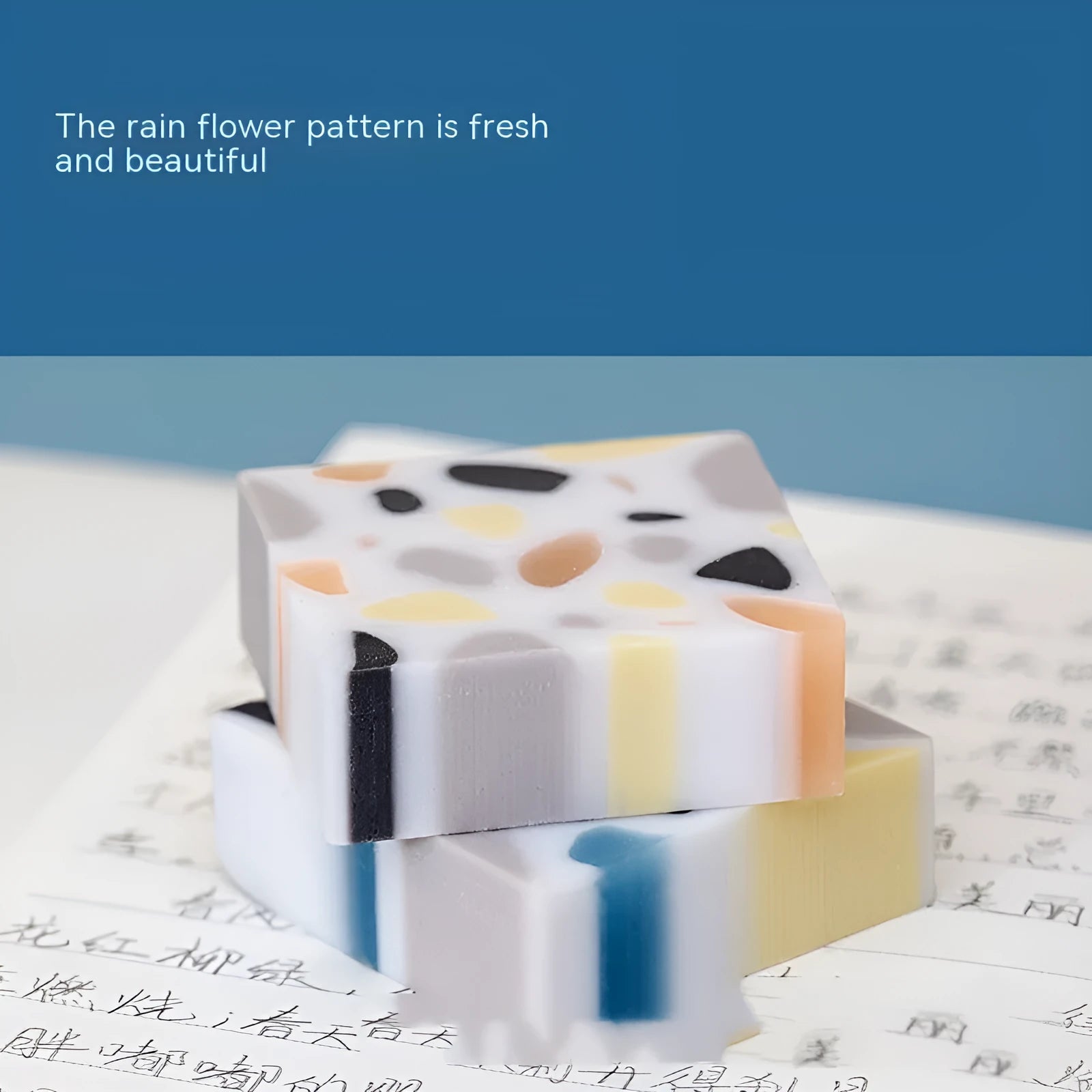 Brick-shaped rubber eraser for student pencil correction on paper
