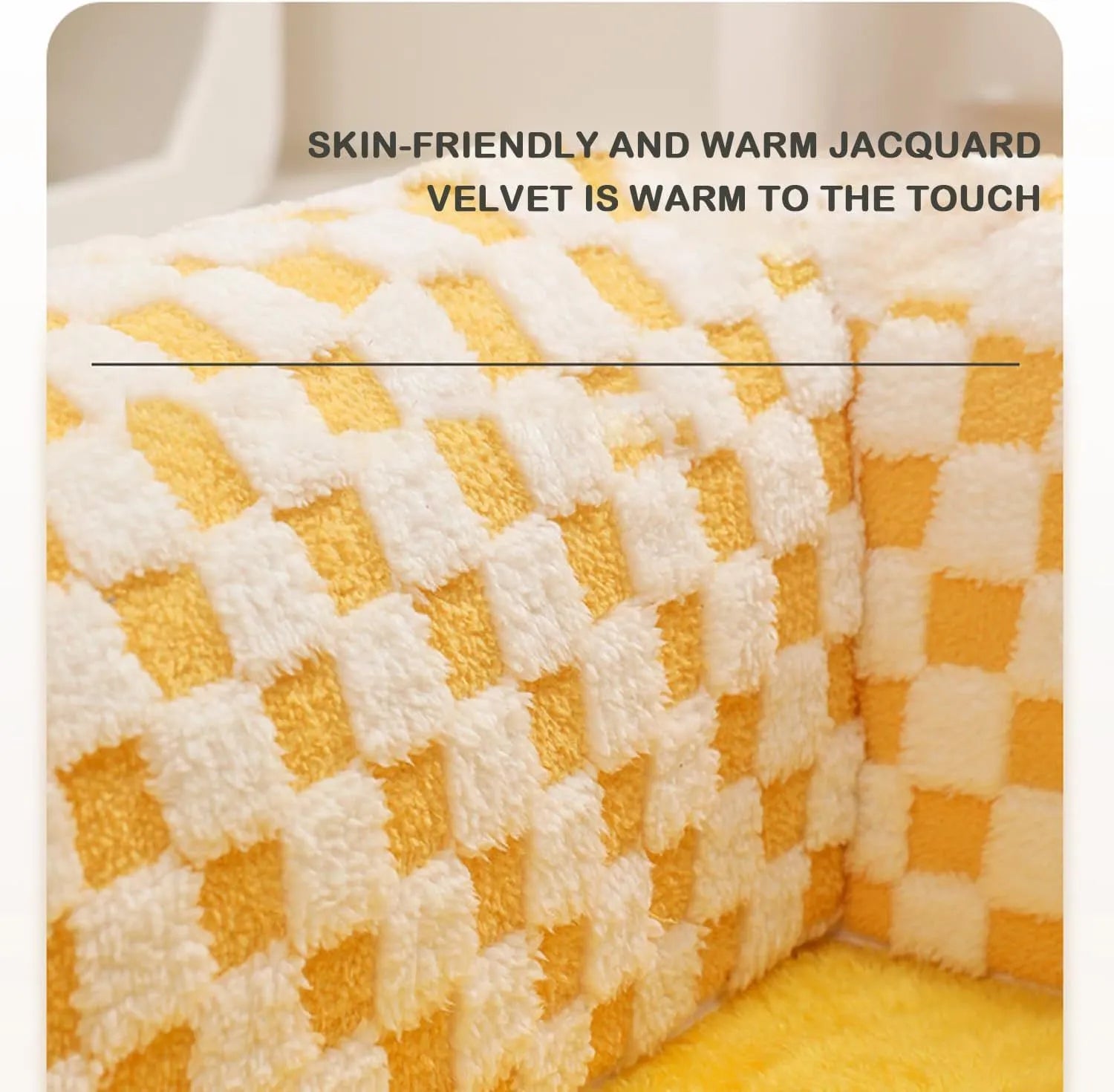 Fan-shaped plaid pet bed tunnel for dogs and cats showing sleeping mat and fabric tunnel