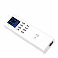 Smart multi-port USB mobile phone charger in ceramic white with 1.5-metre cable, compact 220X67X39mm size, for EU UK US outlets