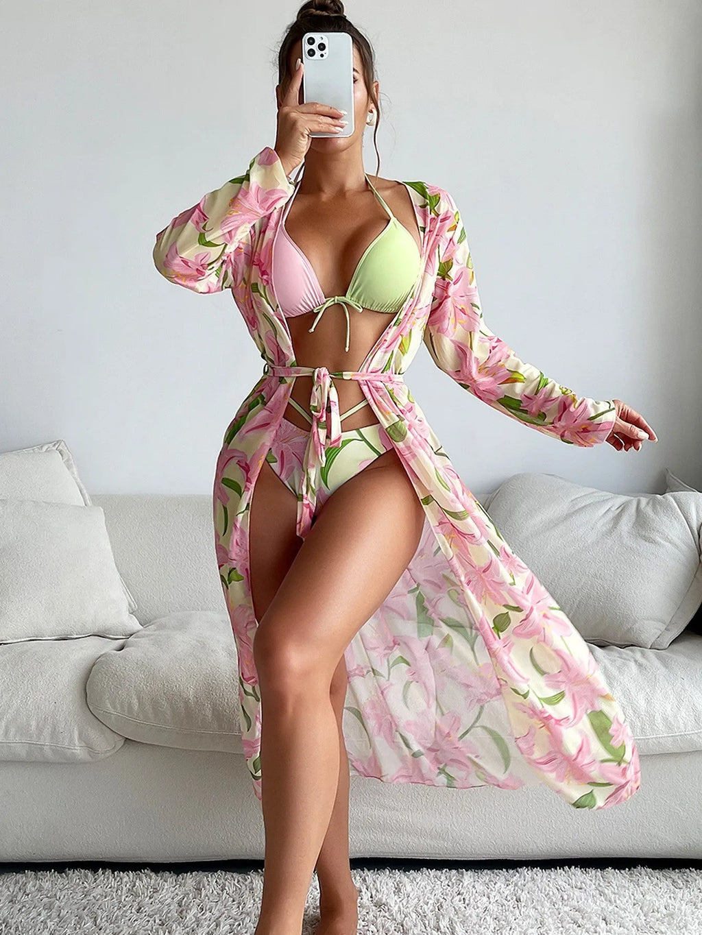 Women's printed bikini swimsuit set in quick-dry fabric