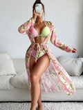 Women's printed bikini swimsuit set in quick-dry fabric