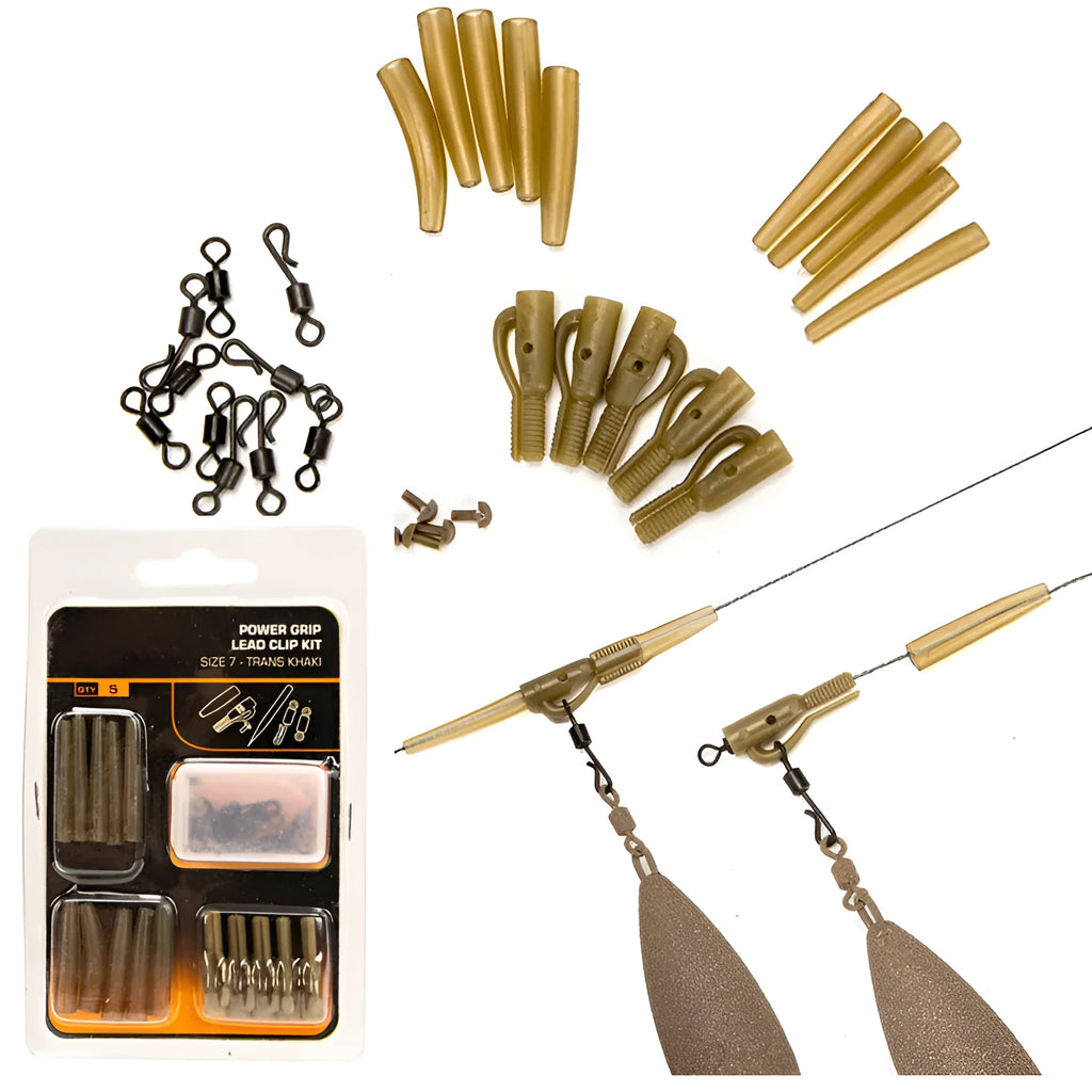 30-piece European carp fishing accessory set mounted on card with anti-winding pipes and threaded hoses