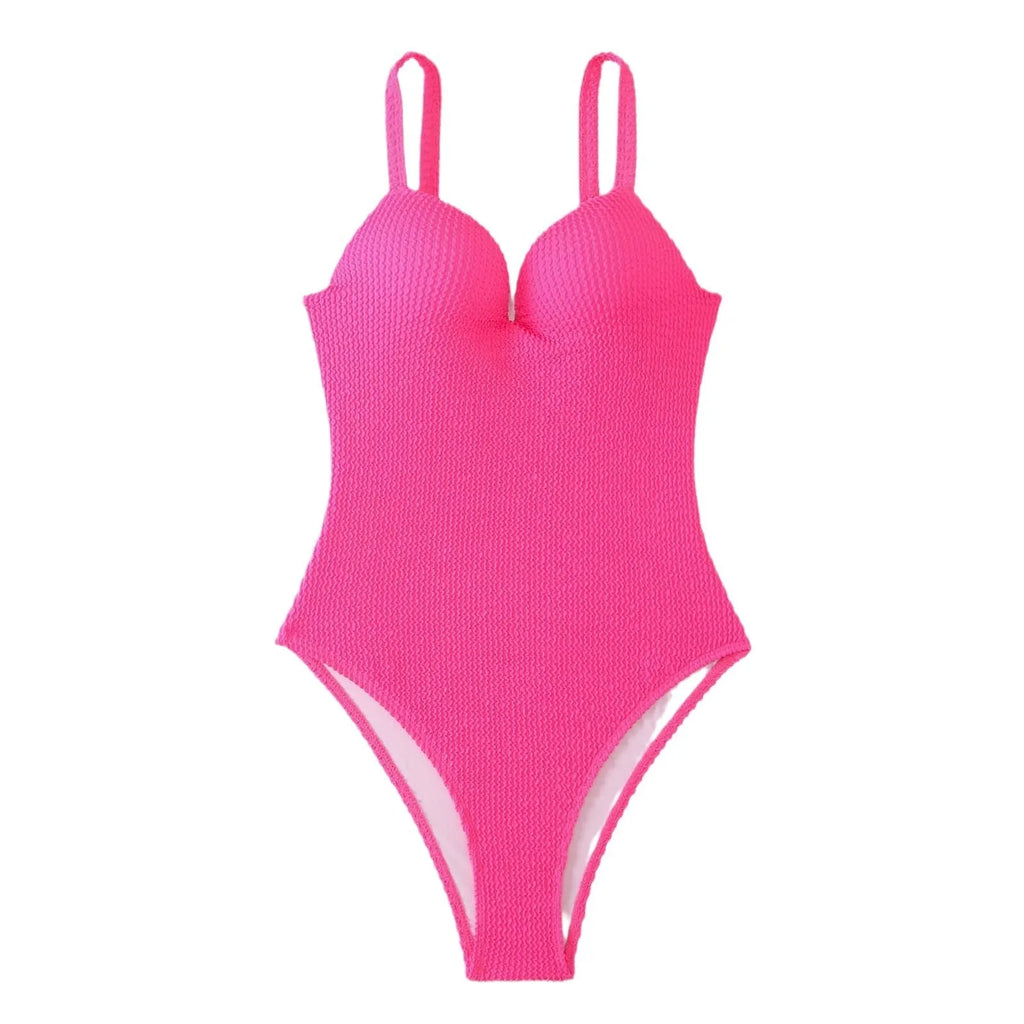 Women's sleeveless one-piece swimsuit in polyester fabric available in multiple colours