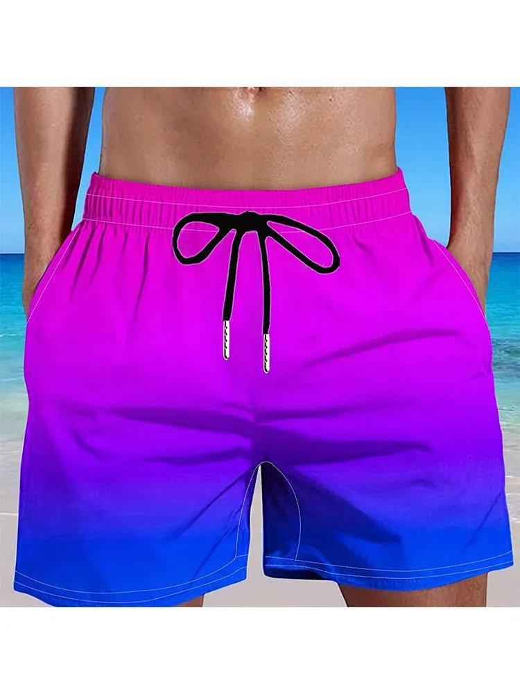 Men's grey gradient 3D digital print mesh sports shorts on a white background.