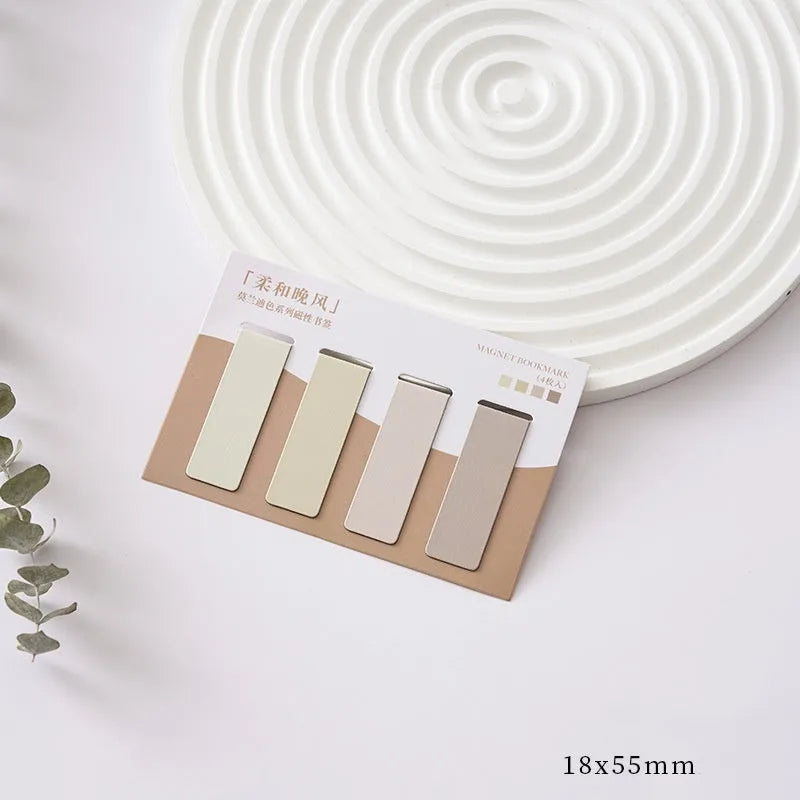 Four magnetic bookmarks in Morandi colour block designs showing different colour variations