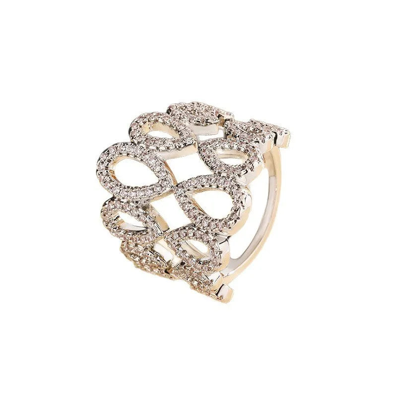 Gold-plated copper women's ring with hexagon zirconia stone in colour KYRA01804