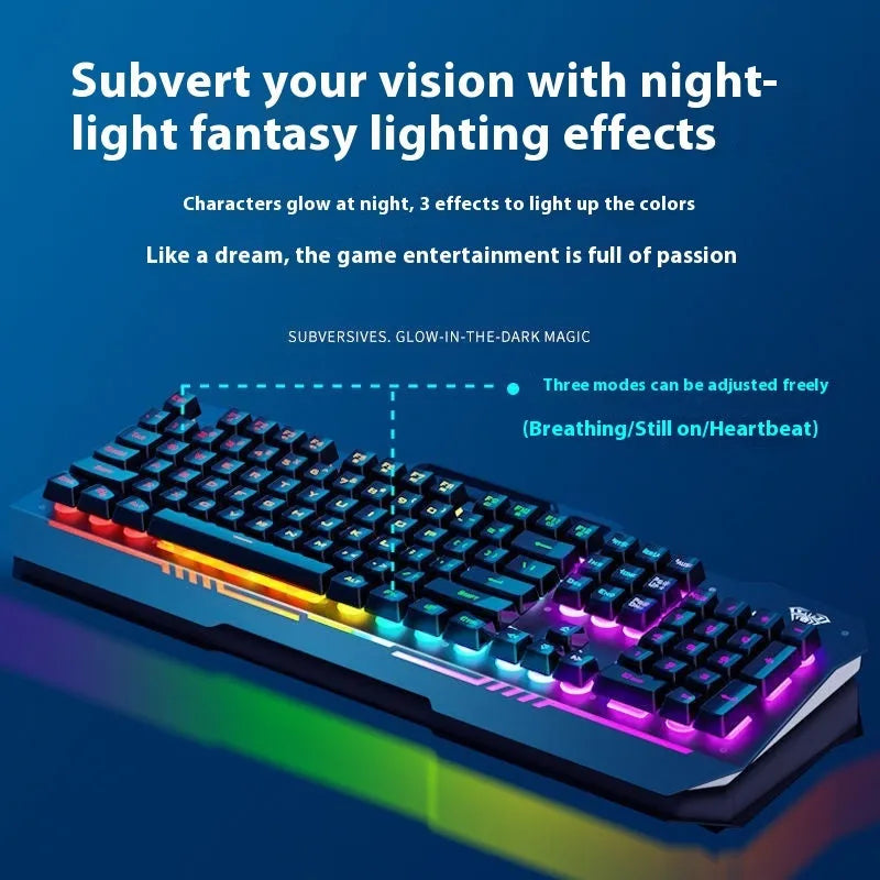 Black and white wired mechanical-feeling keyboard mouse headset bundles with RGB or blue backlighting
