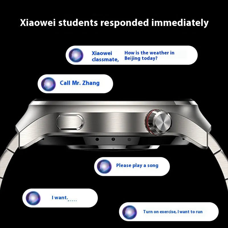 Smart watch with heart rate and blood pressure monitoring, TFT screen, black steel strap, wireless charger