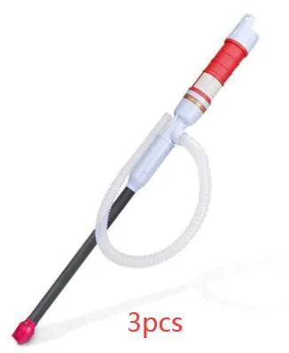 Blue manual hand pump for transferring gasoline and liquids to vehicles