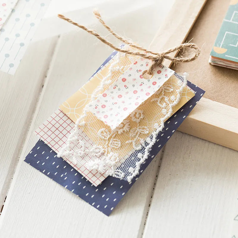 Retro collage note paper set showing dessert-themed colours including Red Plum Cheese and Caramel Puff shades