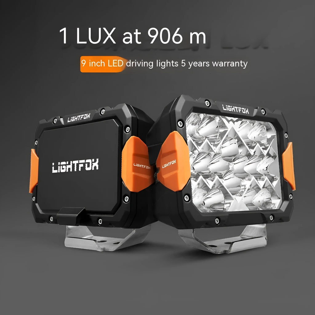 Black aluminium LED front bumper lights for off-road vehicle installation