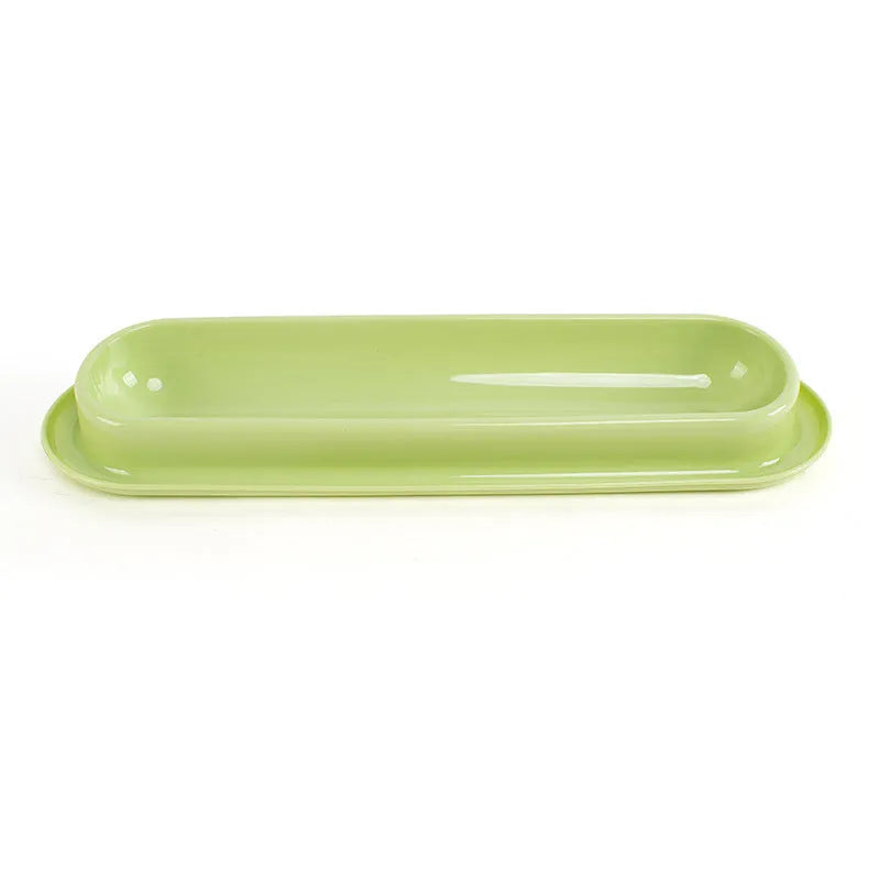 Green leakproof pet bowl set with non-slip rubber base for cats and dogs