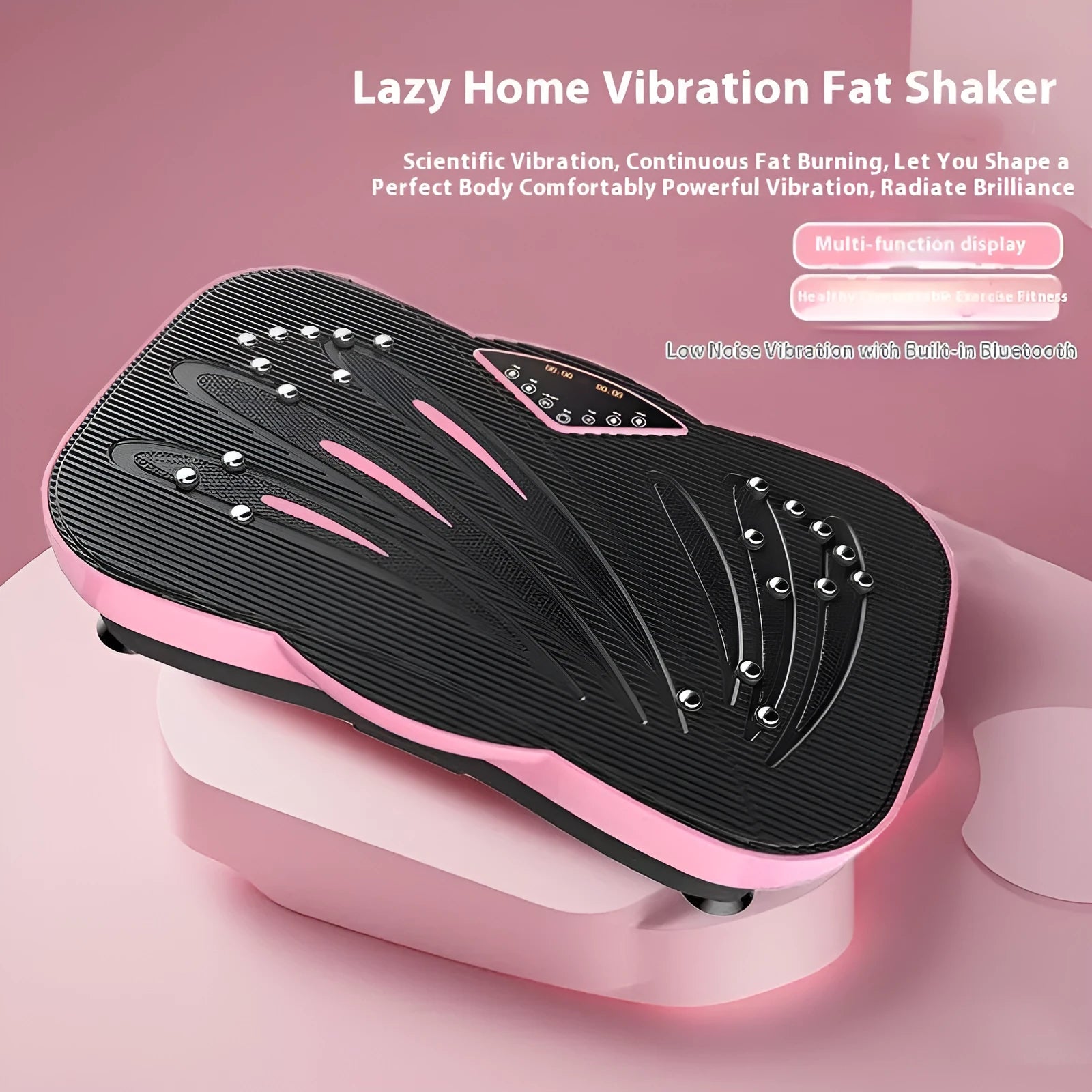 Smart remote control vibration plate fitness machine in black or pink colour options