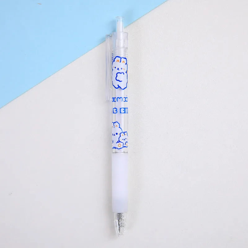 Six bear and rabbit character press pen knives with plastic casings and metal components