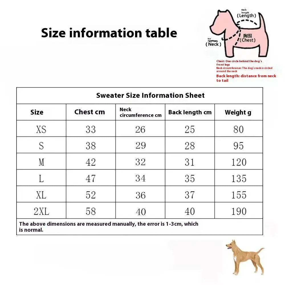 Wool dog sweater in European and American style for autumn and winter wear