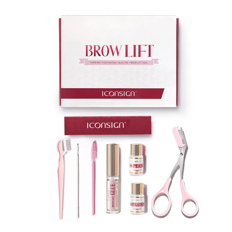 Pink eyebrow quick ironing perm kit with complete set for DIY eyebrow styling