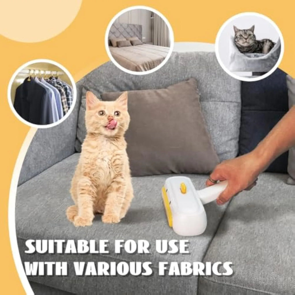 Yellow duck design portable pet hair removal brush with plastic body and polyester bristles