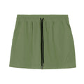 Men's grey thin polyester basketball shorts with an elastic waistband on a white background
