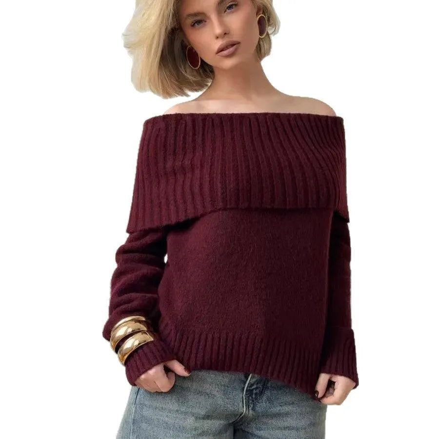 Acrylic off-the-shoulder sweater with 3D pattern effect in grey colour