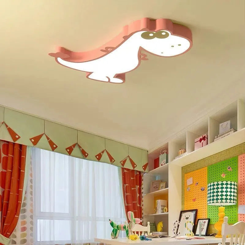 Green dinosaur cartoon LED ceiling light with 48cm diameter and dimmable function