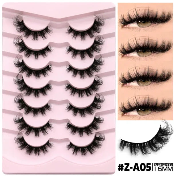 Natural false eyelashes with artificial fibre construction and included eyelash glue
