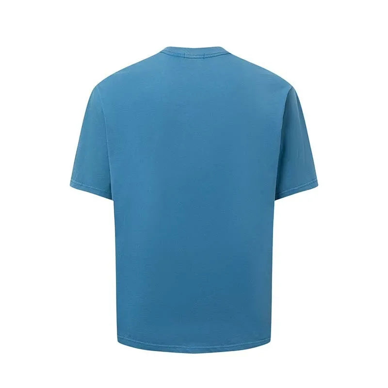 Men's American retro style t-shirt with letter print design in blue colour