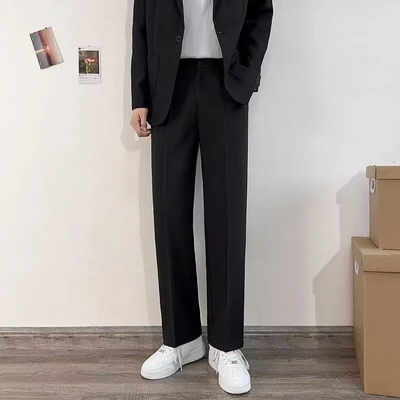 Plus size men's suit jacket set with trousers, shirt and tie in college style loose fit