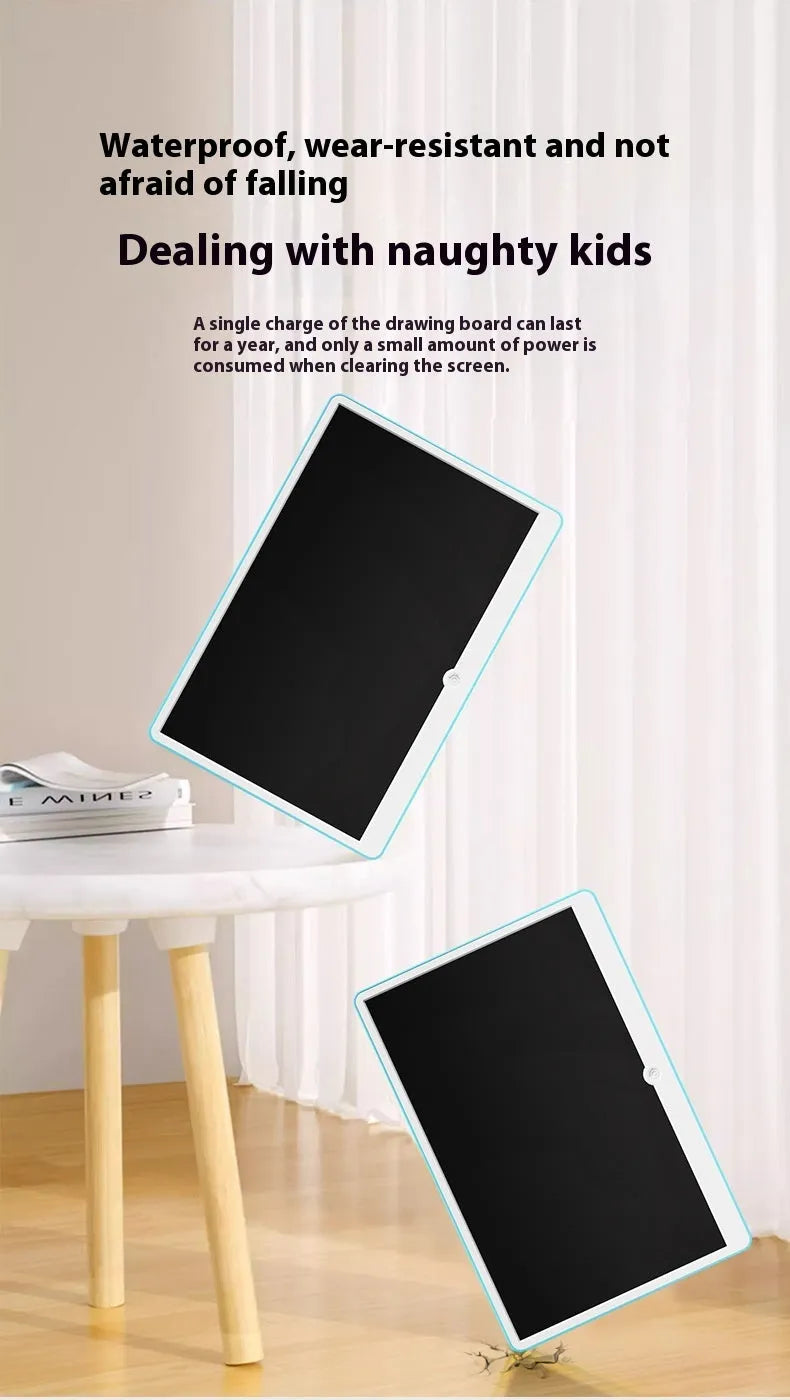 19-inch LCD children's drawing board in blue and white colour scheme with stylus