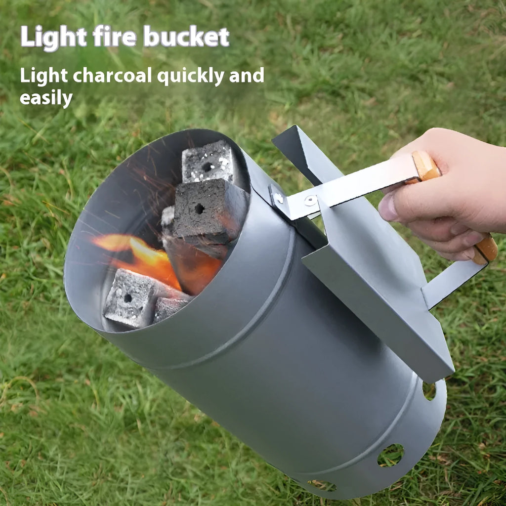 Zinc-iron alloy outdoor charcoal fire bucket with point carbon barrel design