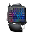 Black left-handed one-handed gaming keyboard with Throne converter and integrated hand rest for desktop PUBG gameplay