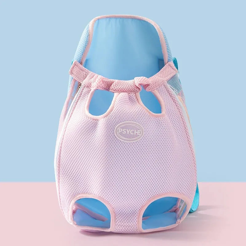 Cartoon animal pattern pet chest bag with adjustable ribbon straps in multiple colour variations