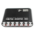 Black DTS Dolby Digital audio decoder with optical and coaxial inputs for 5.1 channel surround sound conversion