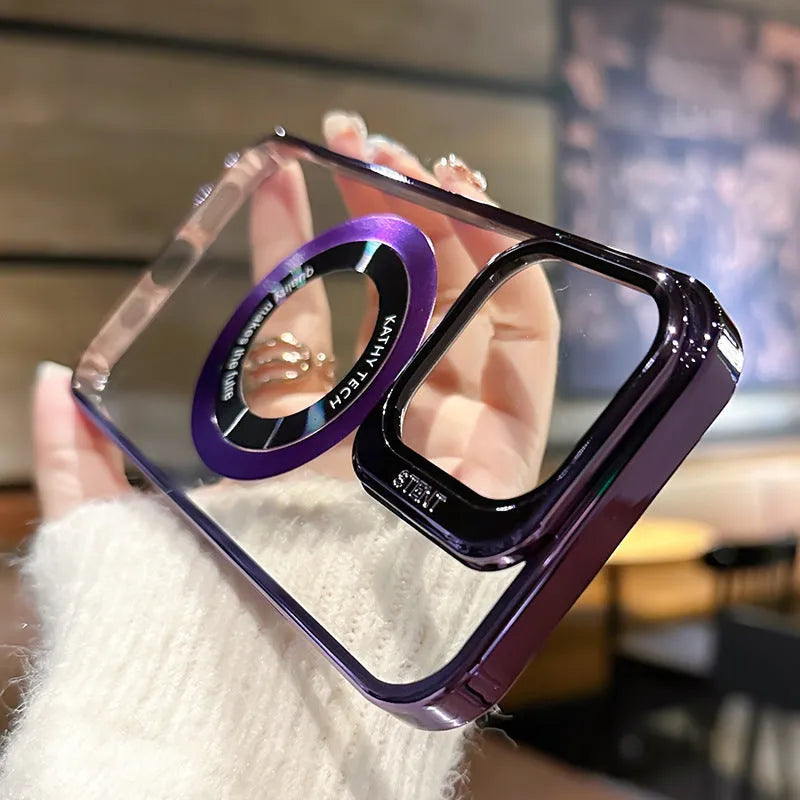 MagSafe-compatible hard PC iPhone case in dark purple colour with magnetic ring visible.