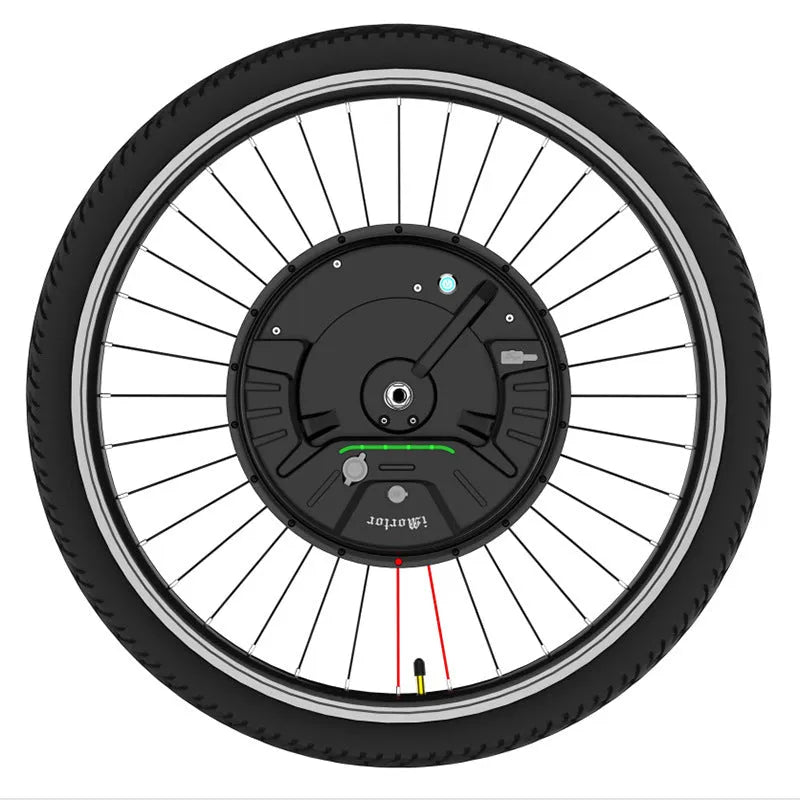Black alloy hub electric bicycle conversion wheel with Imotor 3.0 system for mountain bike refit